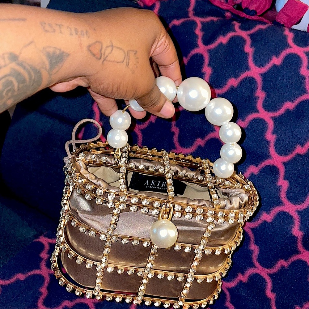 Akira purse with bling and pearls.